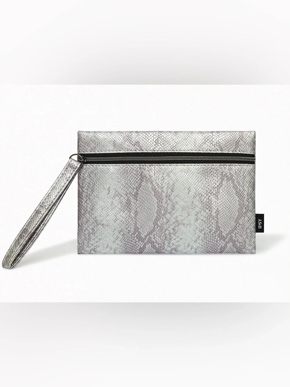 Ipsy Faux Silver Python Makeup Glam Bag
